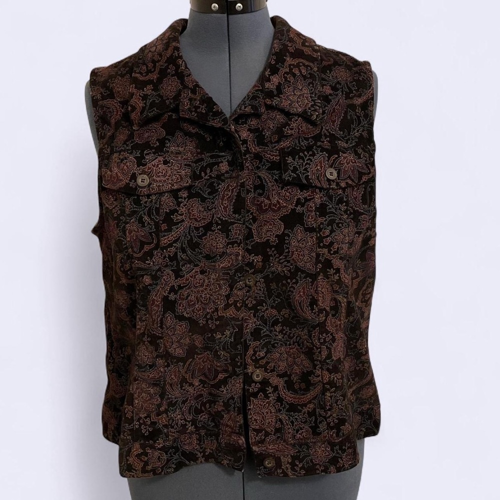 Claiborne Cottagecore Paisley Stretch Vest